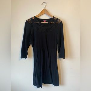 Vince Camuto black lace and cotton longsleeve dress size large L